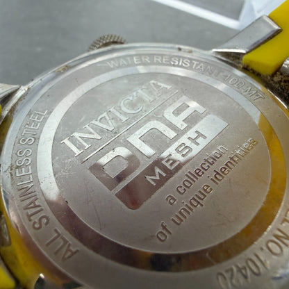 Invicta DNA Watch Men 46mm Yellow Dial Silver Tone Date Round 10420 New Battery9
