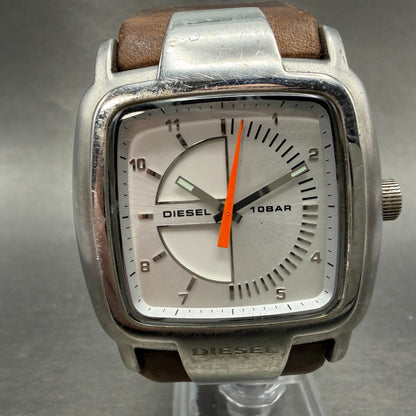 Diesel Watch Men 42mm White Dial Stainless Steel Rectangle DZ4033 New battery0