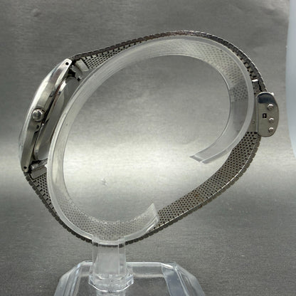 Seiko Watch Men 32mm Blue Dial Silver Tone Rectangle 4100-5069 New Battery VTG6