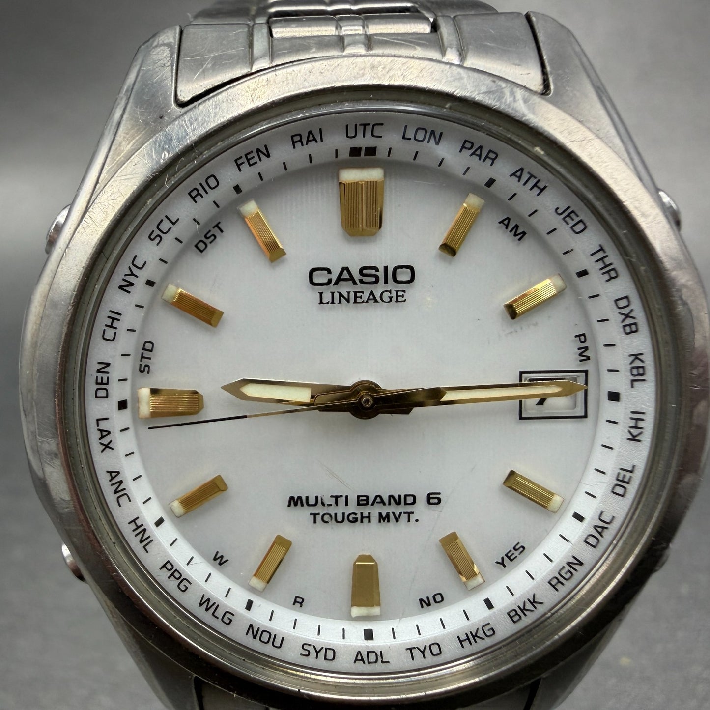 Casio Lineage Watch Men 40mm White Dial Titanium Tone Date Solar LIW-100t Runs1