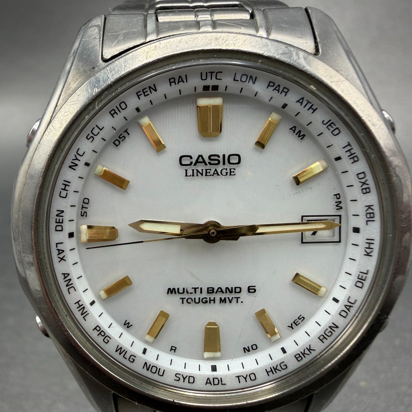 Casio Lineage Watch Men 40mm White Dial Titanium Tone Date Solar LIW-100t Runs1