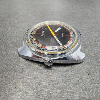 Timex Electric Watch Men 36mm Black Dial Silver Tone Round Crosshair Dial PARTS6