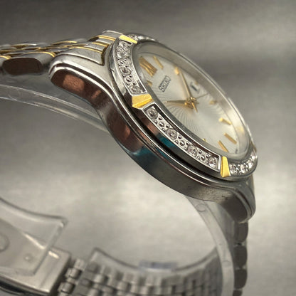 Seiko Watch Women 28mm Silver Dial Two Tone Date Round 6N22-00G0 New Battery3