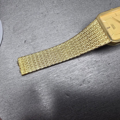 Seiko Tank Watch Men 25mm Champagne Dial Gold Tone Rectangle 5Y30-5B49 PARTS8