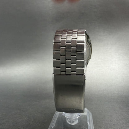 Seiko ALBA Digital Watch Men 35mm LCD Silver Tone Alarm Y824-4000 New Battery7