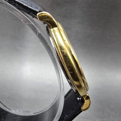 Movado Watch Men 34mm White Dial Gold Tone Round 87-E4-0885 New Battery VTG NJU3
