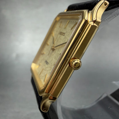 Seiko Spirit Tank Watch Men 26mm Champagne Dial Gold Tone 5E31-5B60 New Battery2