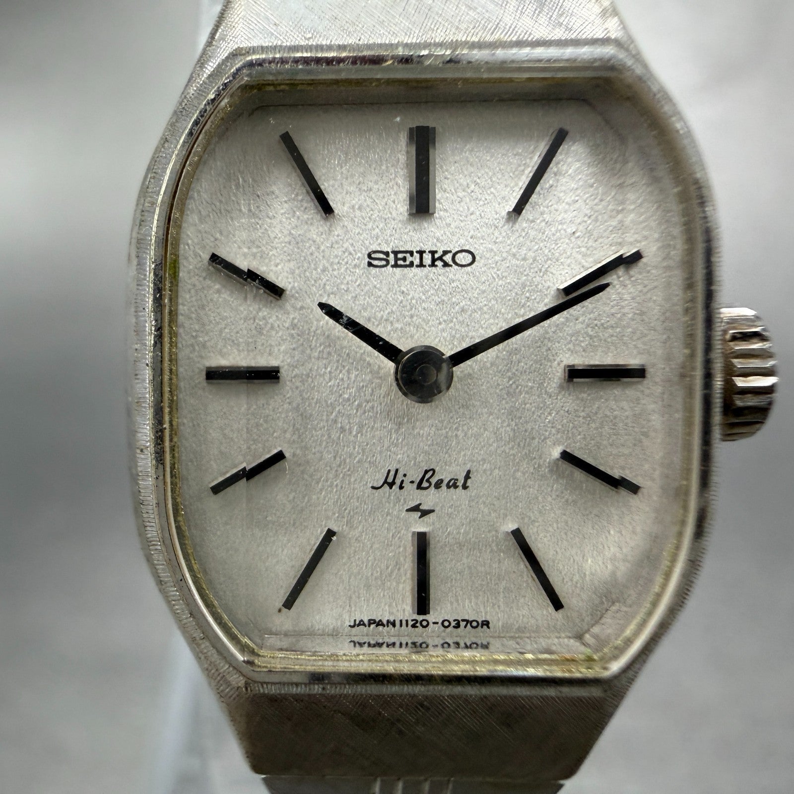 Seiko Tank Watch Women 20mm Silver Dial Silver Tone Manual 1120-3120 Runs1