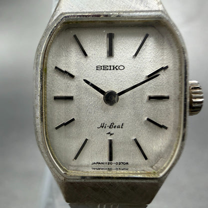Seiko Tank Watch Women 20mm Silver Dial Silver Tone Manual 1120-3120 Runs1
