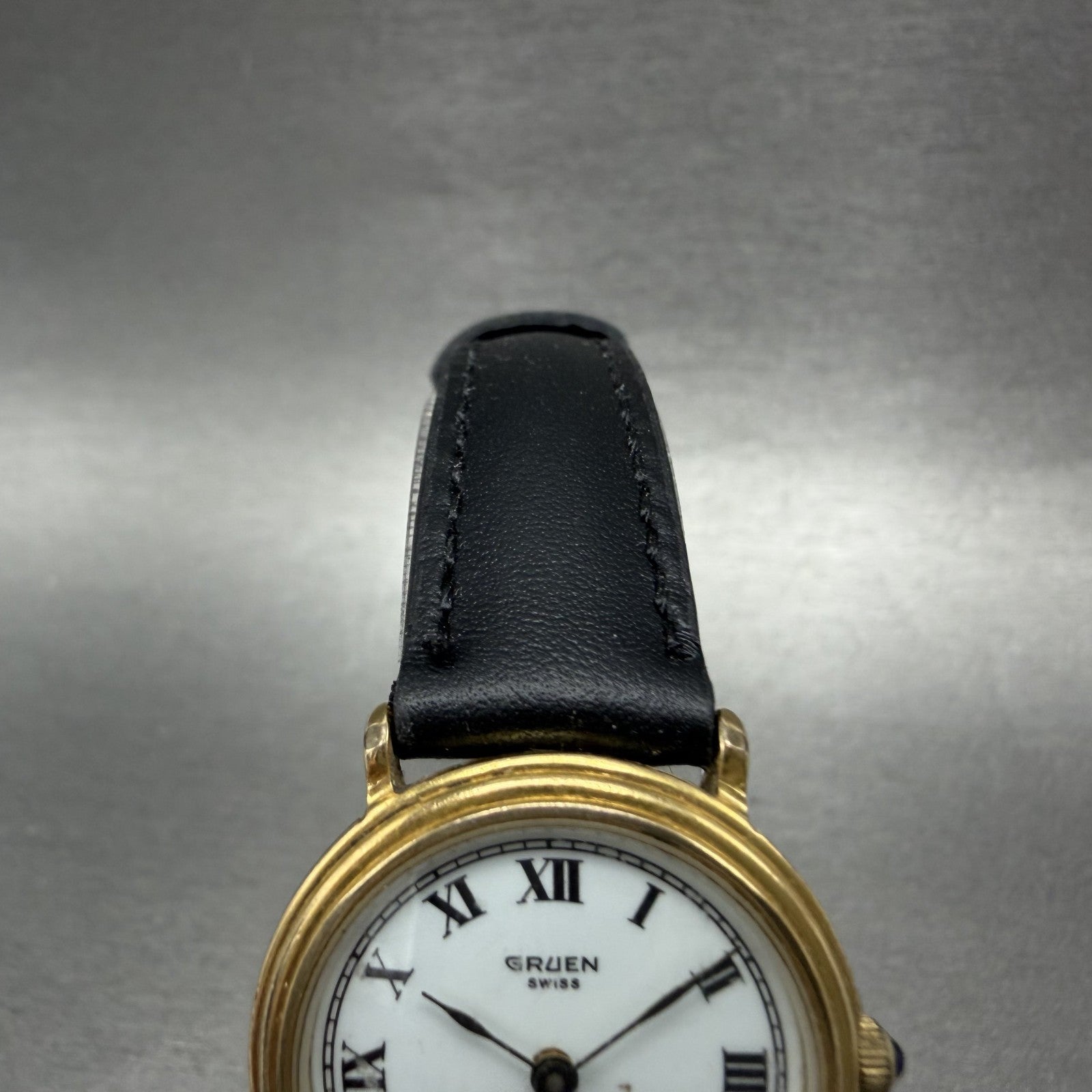 Gruen Watch Women 26mm White Dial Gold Tone Small Seconds Round New Battery4