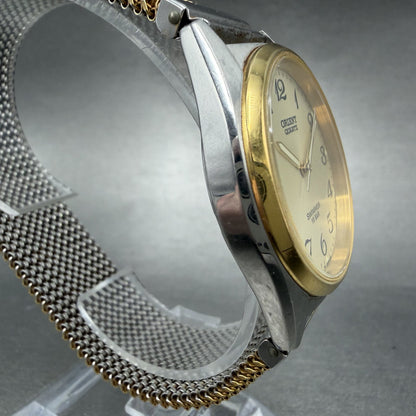 Orient Swimmer Watch Men 35mm Champagne Dial Two Tone Round QW57-B0 New Battery3