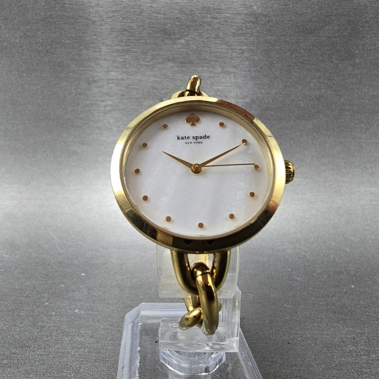 Kate Spade Watch Women 30mm Mop Dial Gold Tone Round KSW1467 New Battery5