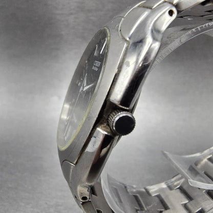 Citizen Eco-Drive Watch Men 38mm Black Dial Titanium Date E111-S049610 Runs JP2