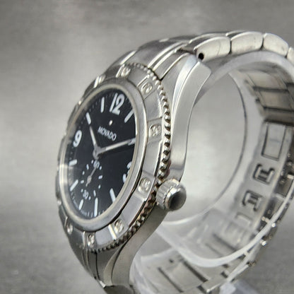 Movado Gentry Watch Women 28mm Black Dial Silver Tone Round 84 E9 1860 New Batt2