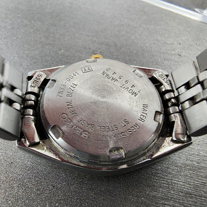 Seiko Watch Women 24mm White Dial Two Tone Daydate Round 7N830049 New Batt AB129