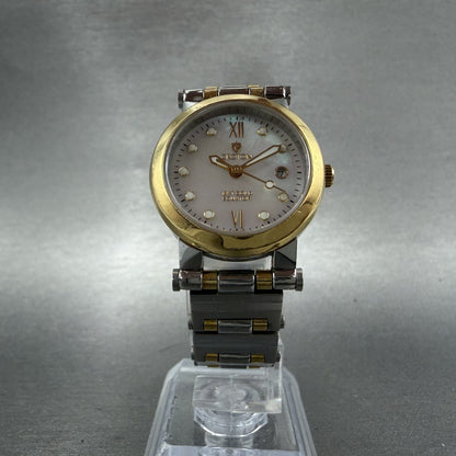Croton Equator Watch Women 27mm MOP Dial 18K Gold Steel Date New Battery5
