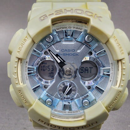 Casio GShock GMAS120DP Watch Women 46mm Blue Dial Blue Alarm Chrono New Bat1