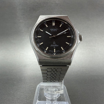 Seiko SilverWave Watch Men 35mm Black Dial Silver Tone 7121-7020 New Battery5