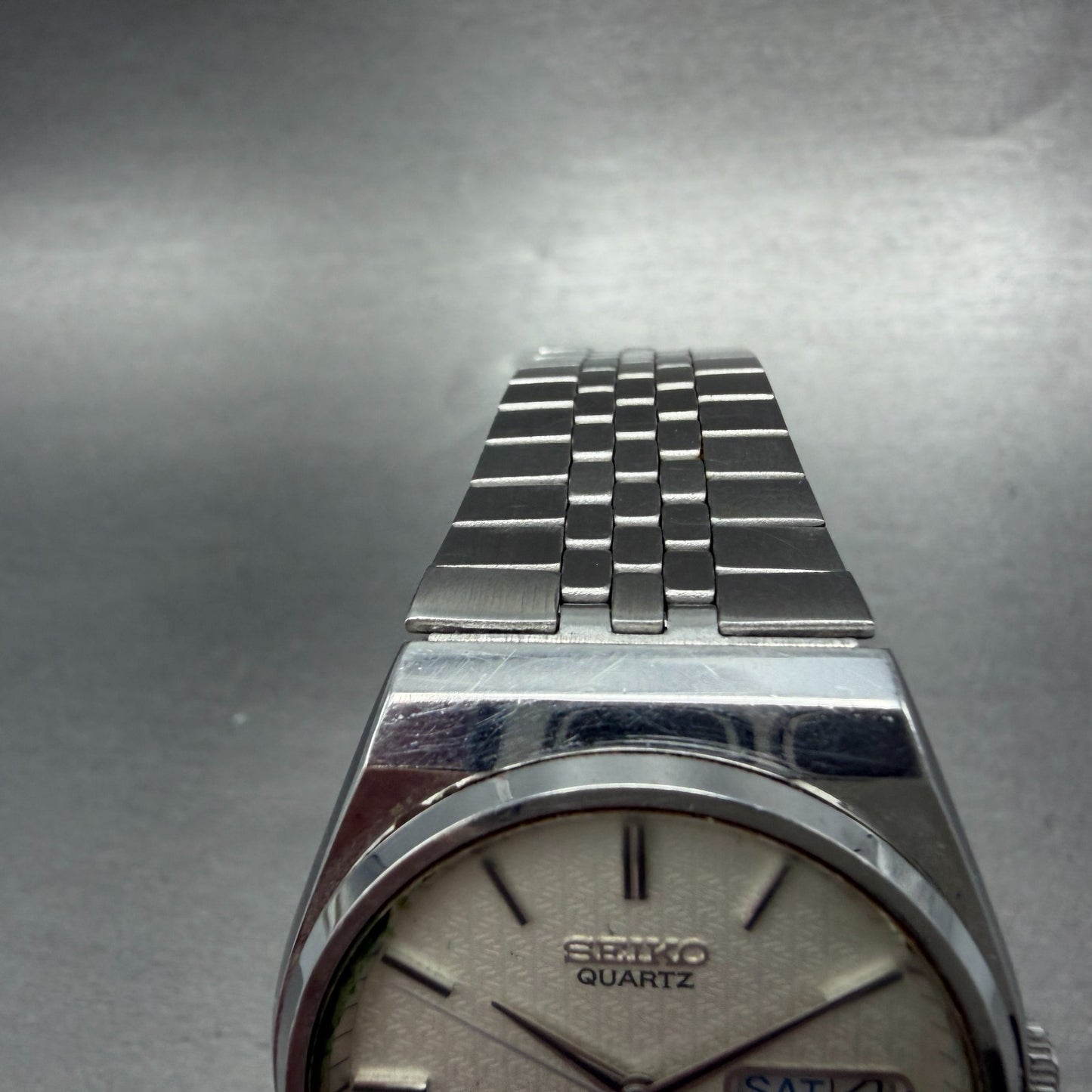 Seiko Type II Watch Men 36mm Silver Dial Silver Tone Daydate 7546-7000 New Batt4