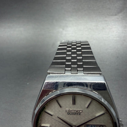 Seiko Type II Watch Men 36mm Silver Dial Silver Tone Daydate 7546-7000 New Batt4
