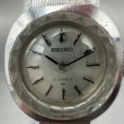 Seiko Watch Women 16mm Silver Dial Silver Tone Manual Round 11-0340 Runs Vintage1