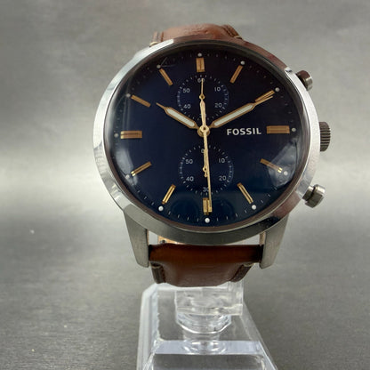 Fossil Townsman Chronograph Watch Men 44mm Blue Dial Steel Round FS5279 New Batt5