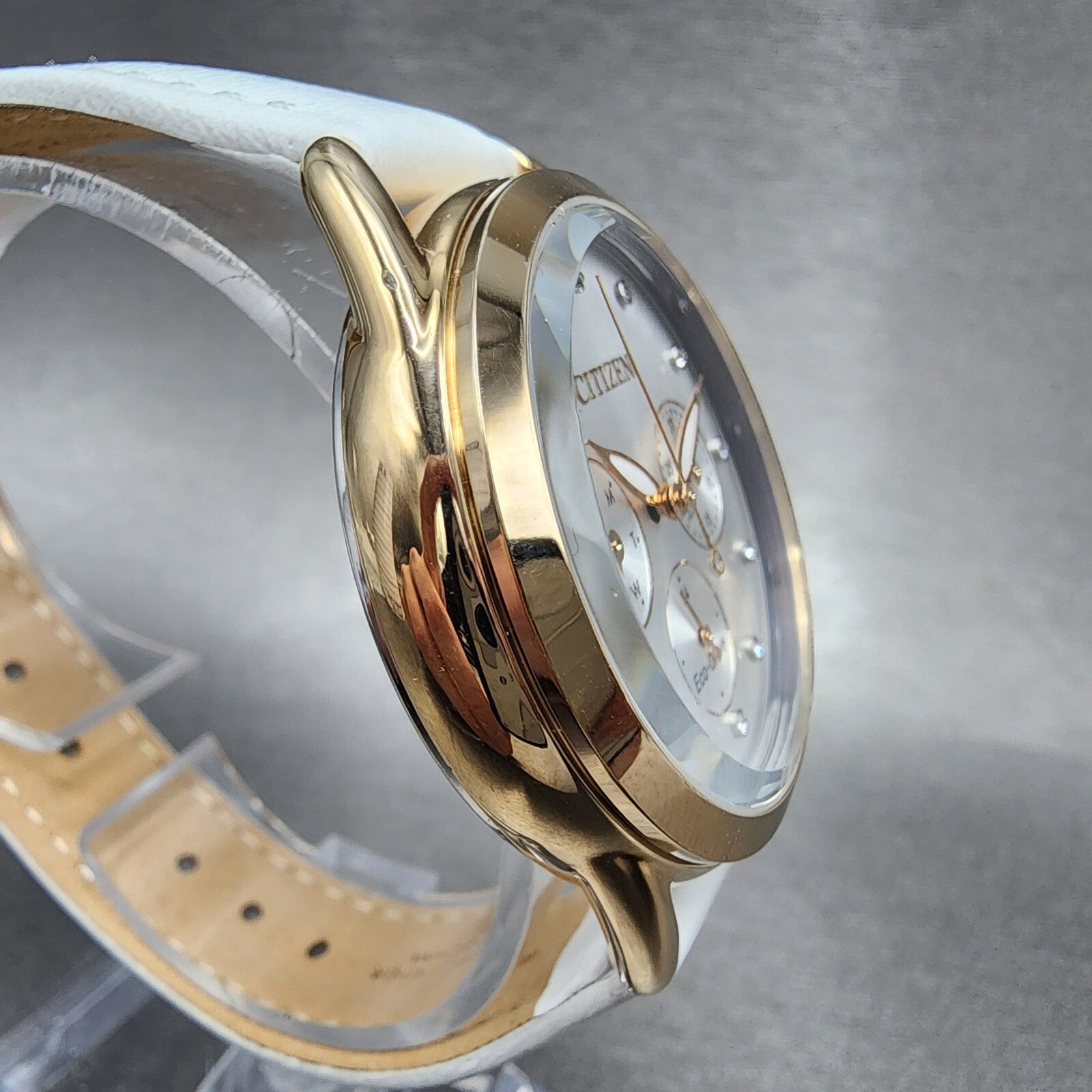 Citizen EcoDrive Watch Women 38mm Silver Dial Rose Gold Tone Daydate Round Runs5