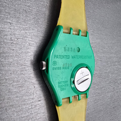 Swatch Cappuccino Watch Men 34mm White Dial Green Case Round GG121 New Battery12