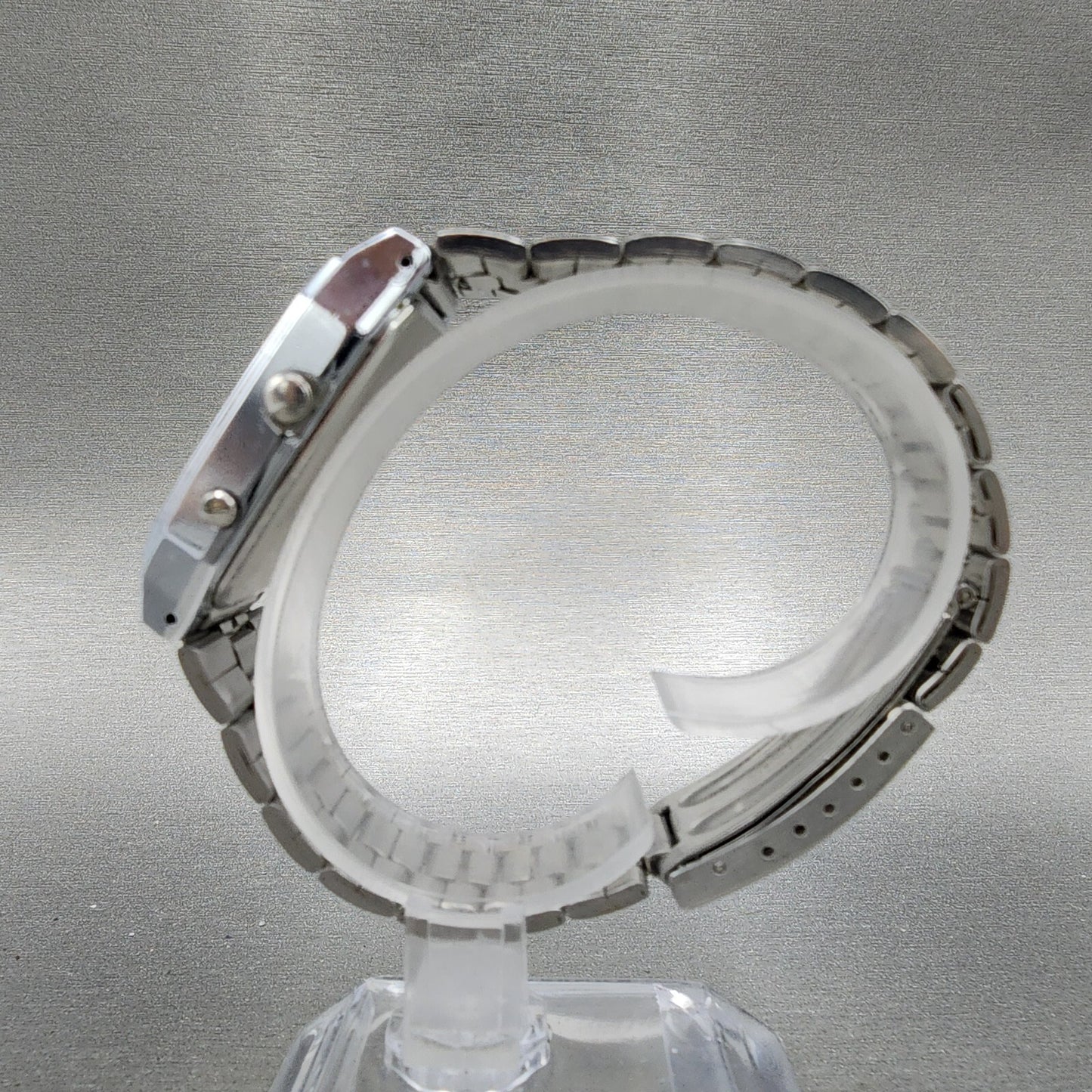 Citizen Analog Digital Watch Men 32mm Silver Dial Silver Tone Rectangle New Batt