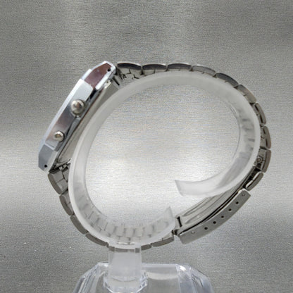 Citizen Analog Digital Watch Men 32mm Silver Dial Silver Tone Rectangle New Batt