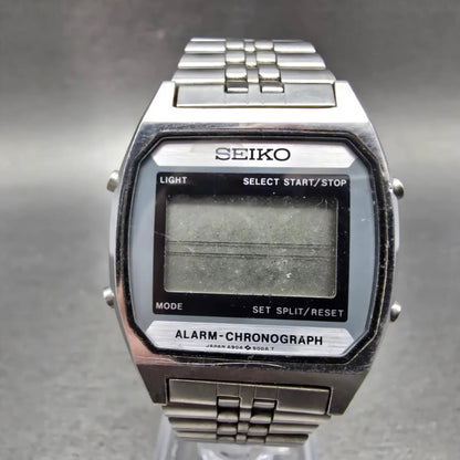 Seiko Watch Men 33mm Silver Digital Alarm Chronograph A904 PARTS Vintage0