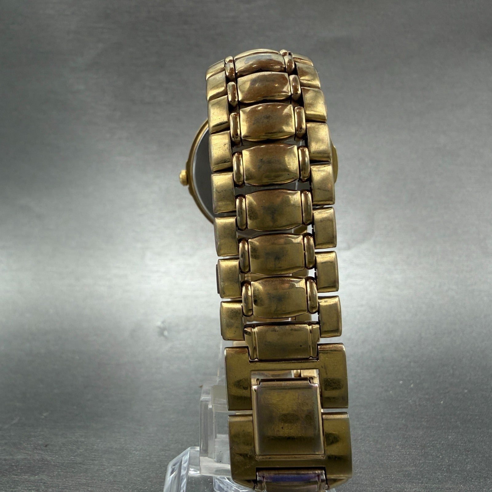 Seiko Watch Unisex 32mm Black Dial Gold Tone Date Round V722-6B10 New Battery7