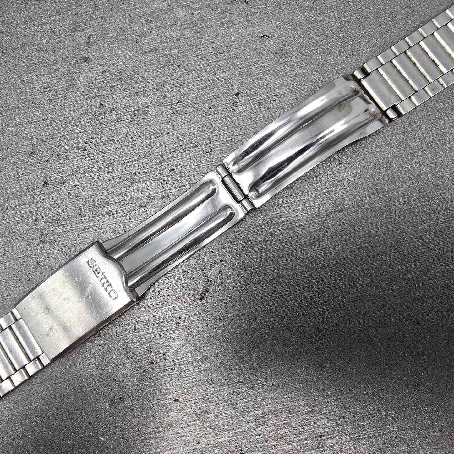 Seiko Bracelet 9mm Stainless Steel Silver Tone Tri Folding Clasp VTG Japan13