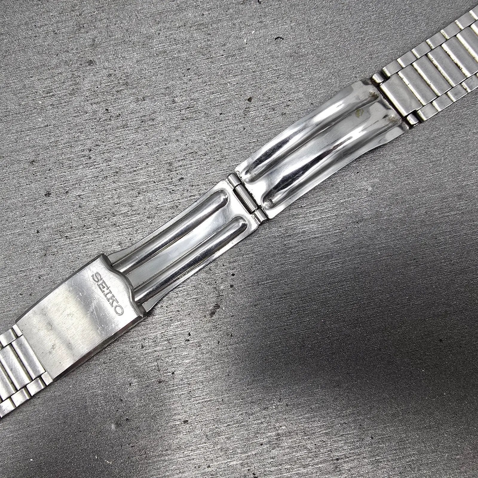 Seiko Bracelet 9mm Stainless Steel Silver Tone Tri Folding Clasp VTG Japan13