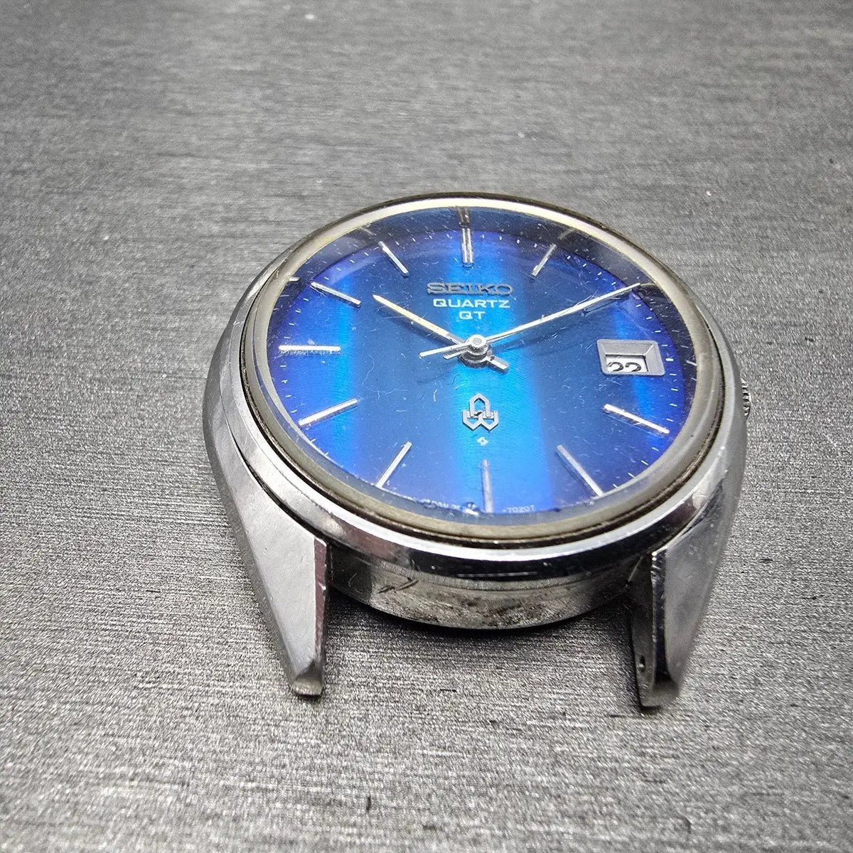 Seiko QT Watch Men 37mm Blue Dial Steel Date 3802 Movement 3802-7070 PARTS7