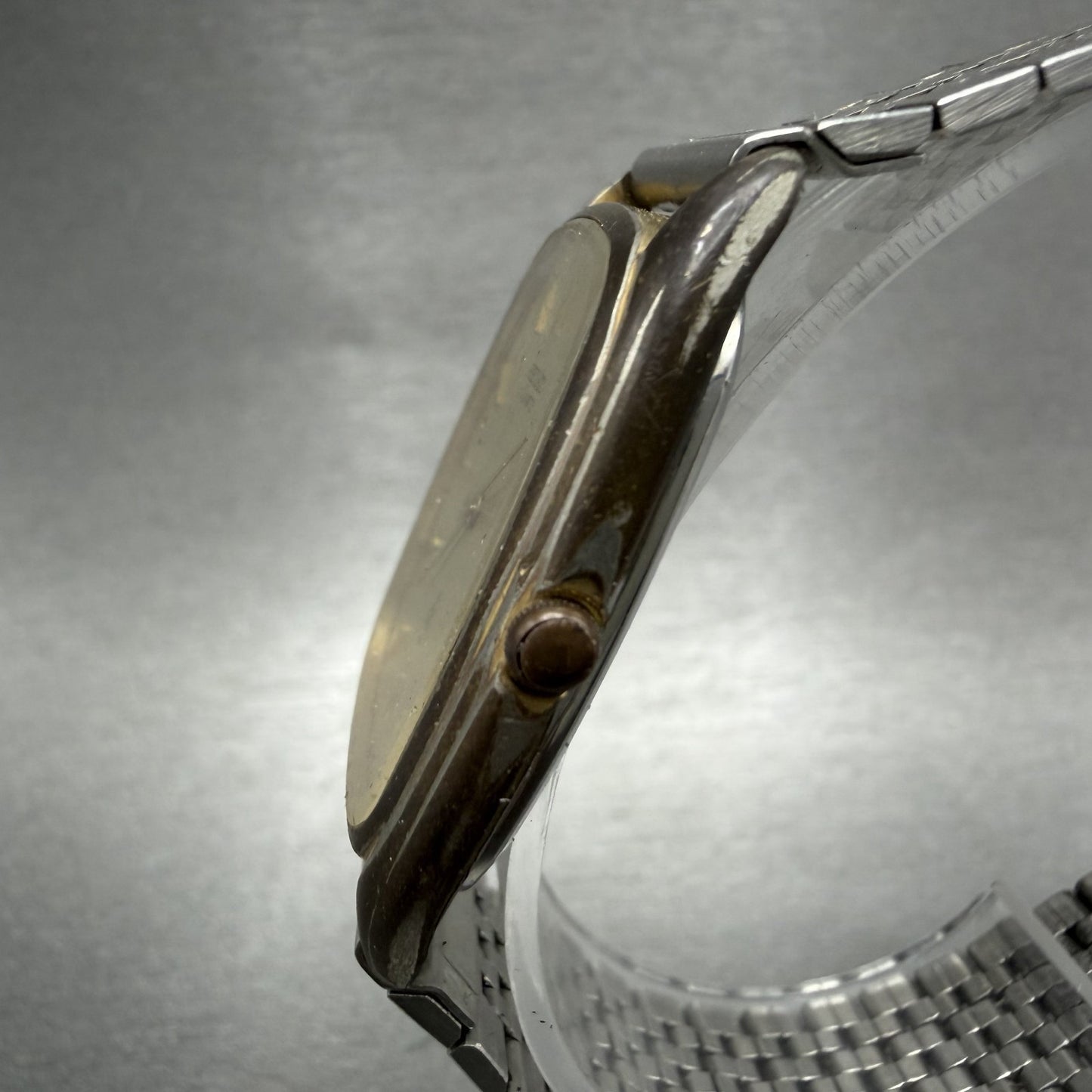 Seiko Tank Watch Men 29mm Champagne Dial Two Tone Rectangle 26205360 PARTS3