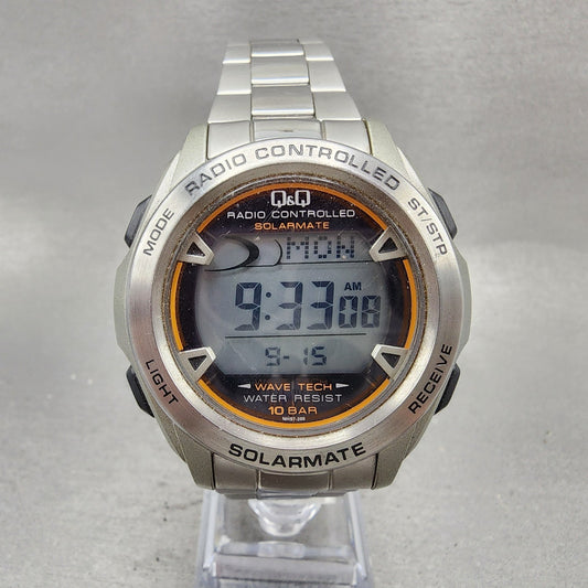 Citizen Q&Q Digital Watch Men 46mm Digital Silver Tone Alarm Chronograph Works0