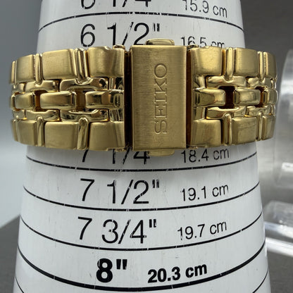 Seiko Watch Men 37mm White Dial Gold Tone Date Round 7N420BD0 New Battery10