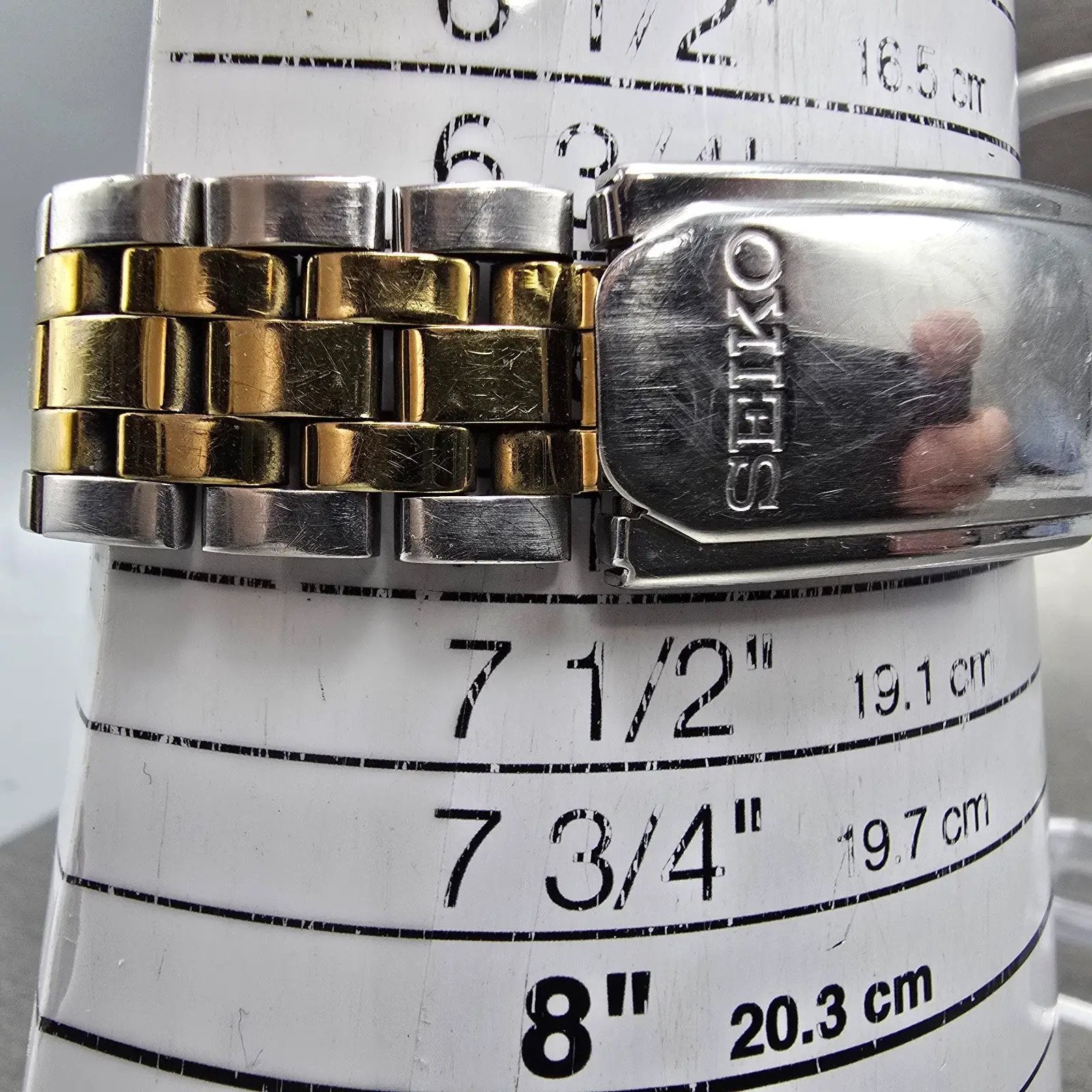 Seiko Watch Men 37mm Silver Dial Two Tone Daydate Round 7N43-9048 PARTS Vintage10