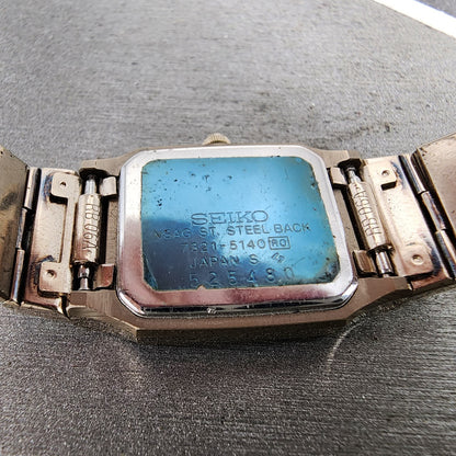 Seiko Exceline Tank Watch Women 19mm Silver Dial Gold Tone Rectangle New Battery9