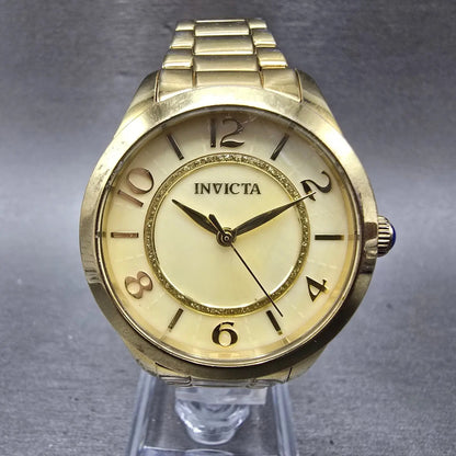 Invicta Watch Women 33mm MOP Dial Gold Tone Round 31105 New Battery Cream0