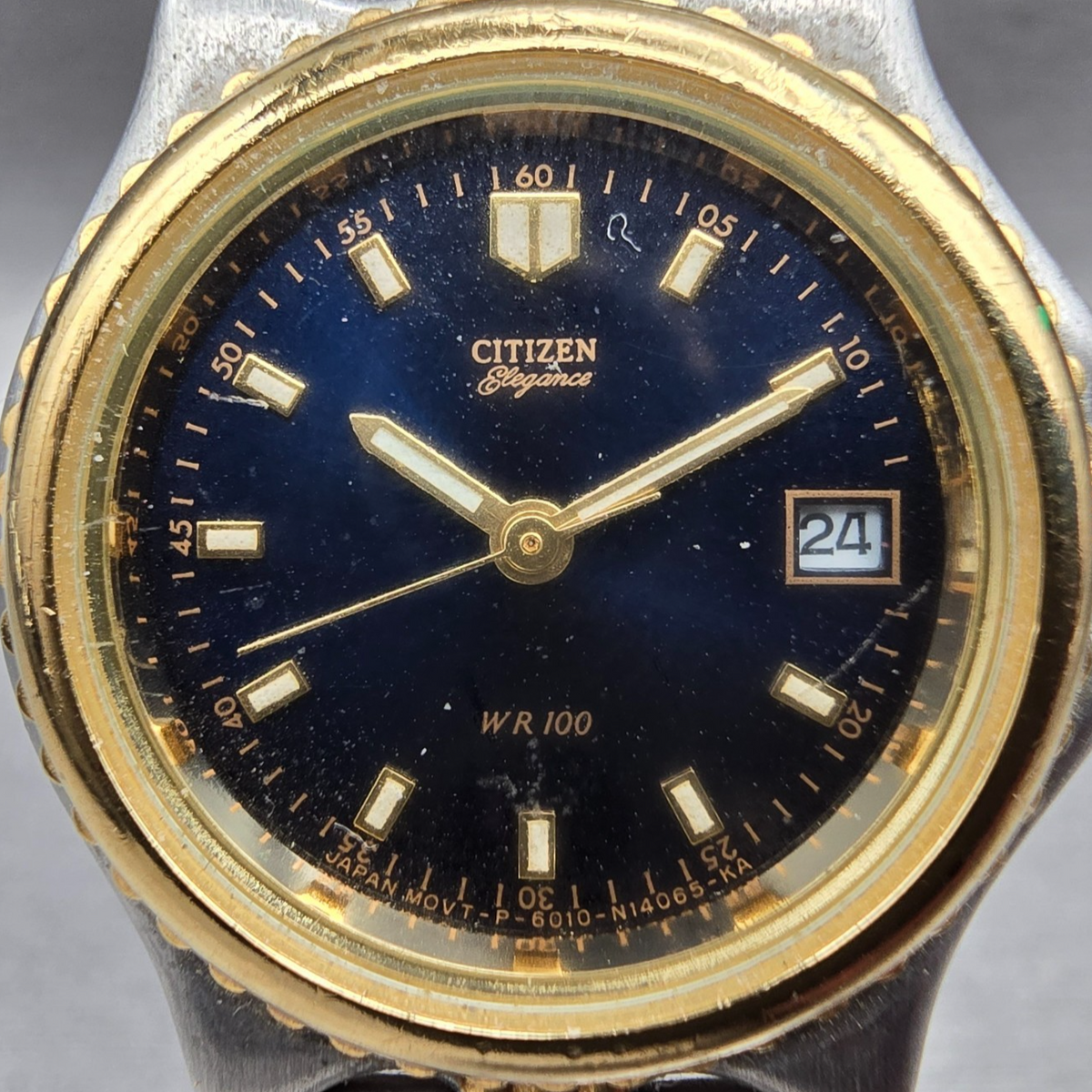 Citizen Elegance Watch Women 26mm Blue Dial Two Tone Date Round New Battery VTG1
