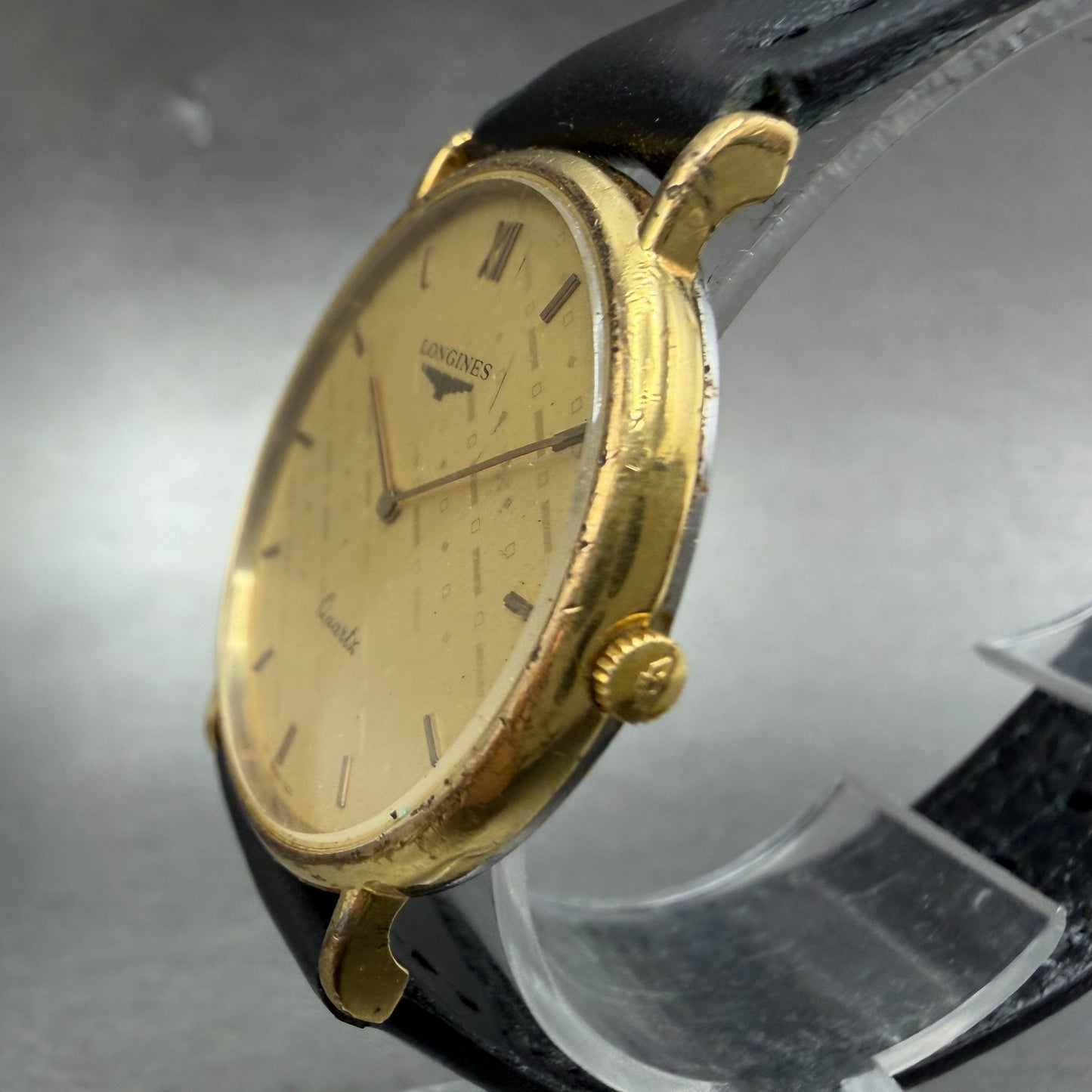 Longines Watch Men 32mm Gold Dial Gold Tone Round 7025 New Battery2