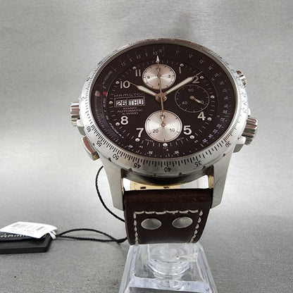 Hamilton Aviation X-Wind Chronograph Watch Men 44mm Black Dial Steel Date Runs