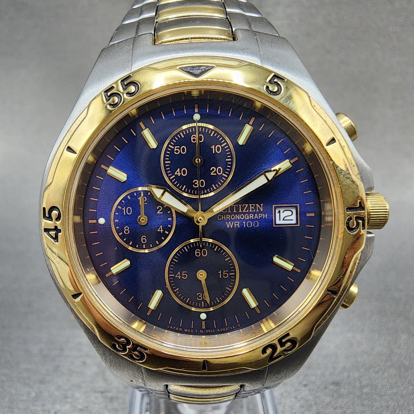 Citizen Chronograph Watch Men 40mm Blue Dial Two Tone Date 0510K002257 PARTS2