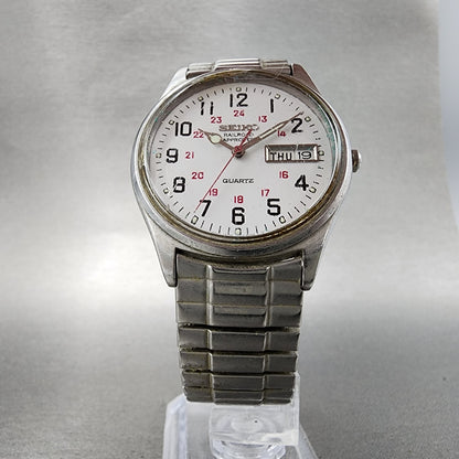 Seiko Railroad Approved Watch Men 35mm White Dial Silver Daydate 7N438A39 PART6
