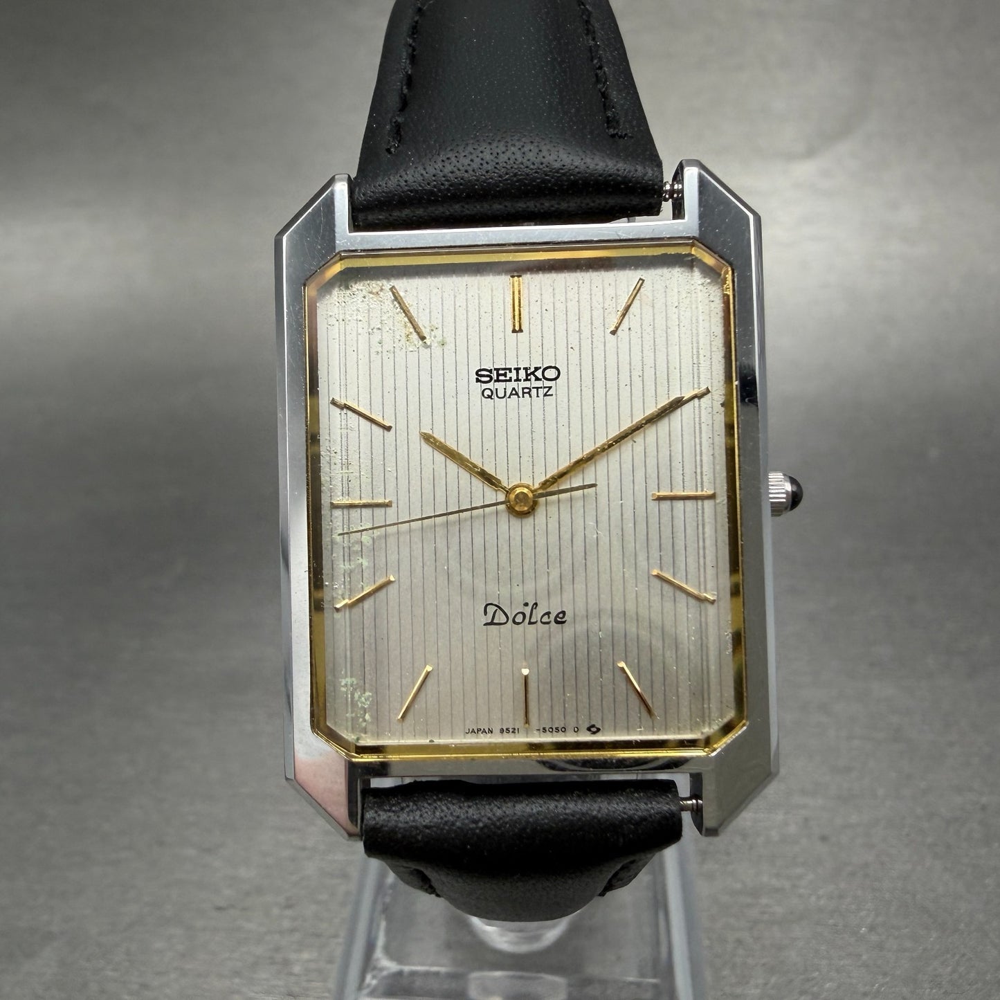 Seiko Dolce Tank Watch Men 26mm Silver Dial Silver Tone 9521-5060 New Battery0
