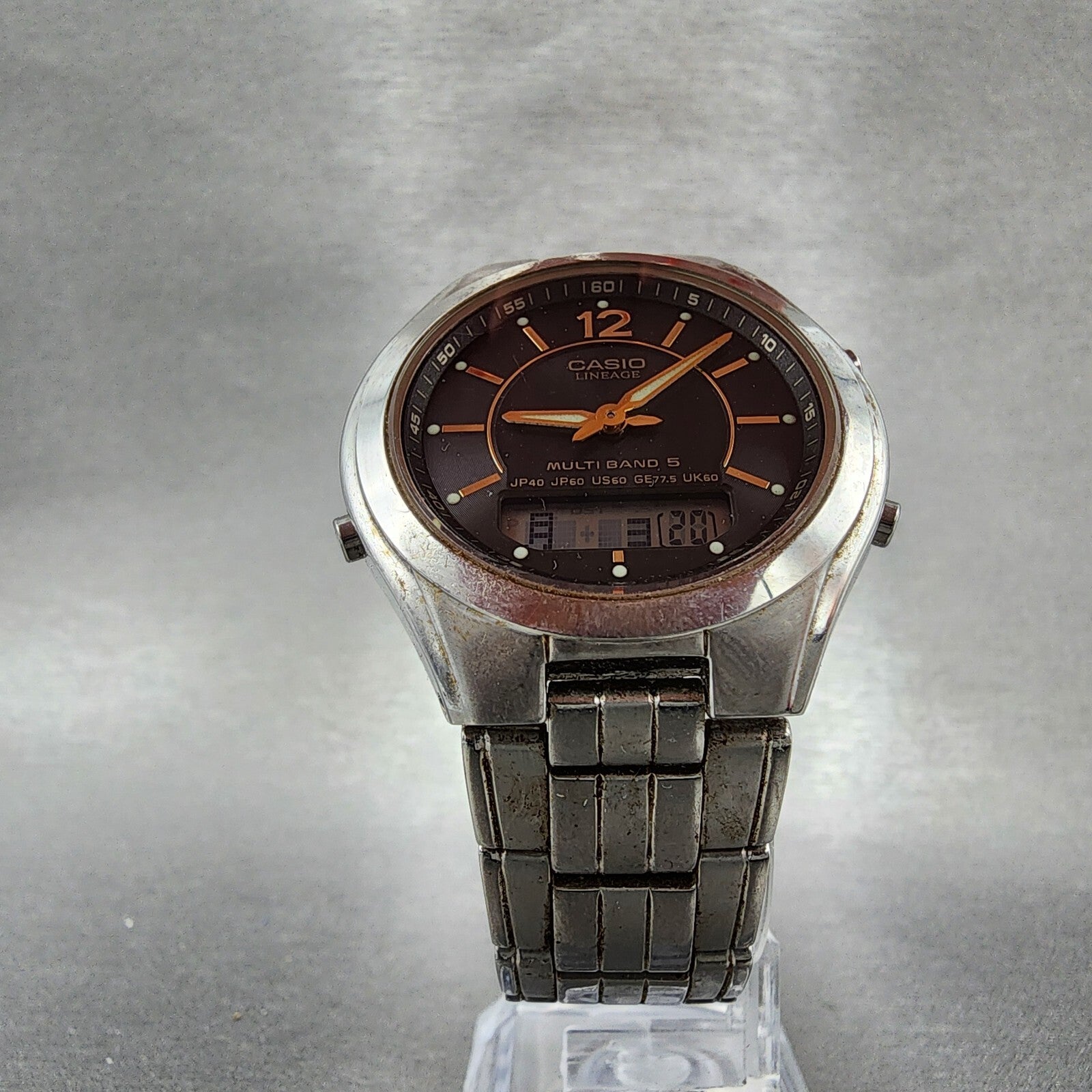 Casio Lineage Watch Men 38mm Gray Dial Steel Analog Digital Solar LCWM200 Works6
