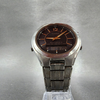 Casio Lineage Watch Men 38mm Gray Dial Steel Analog Digital Solar LCWM200 Works6