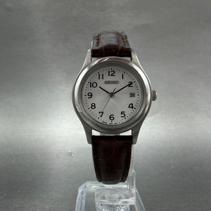 Seiko Watch Women 26mm White Dial Silver Tone Date Round 7N82-0820 New Battery5